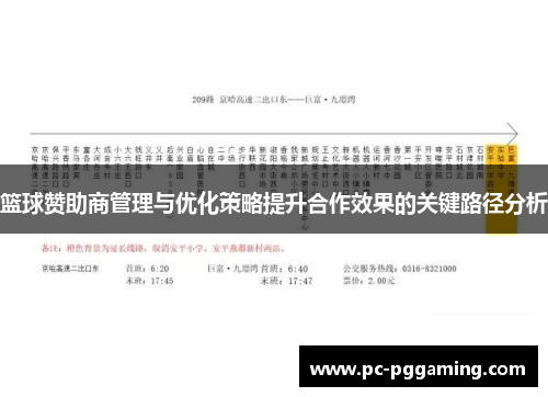 篮球赞助商管理与优化策略提升合作效果的关键路径分析 篮球赞助商管理与优化策略提升合作效果的关键路径分析